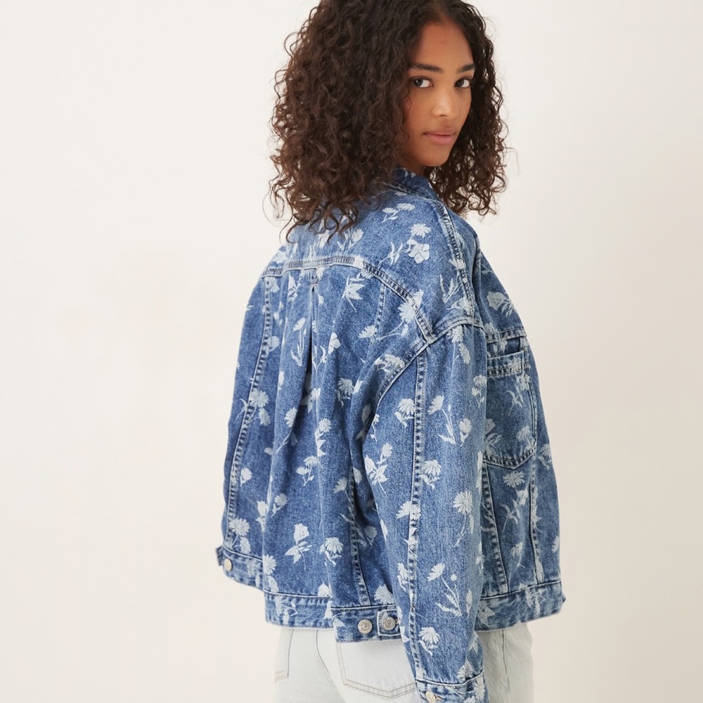 NWT ✨ Free People / We The Free Opal Swing Floral Denim Jacket